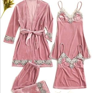 4 piece Velvet and lace pajama / lingerie set